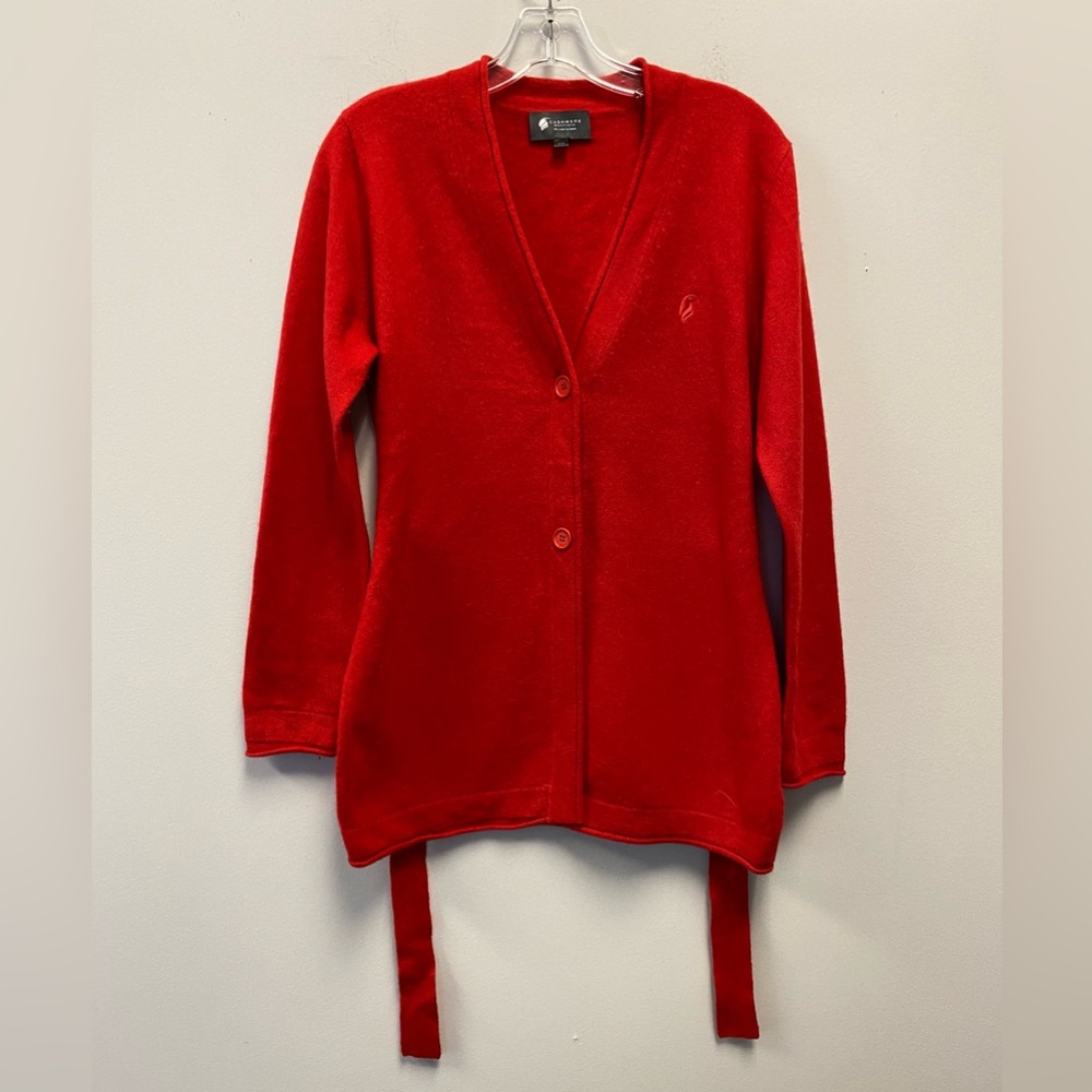 Cashmere Boutique Red Cashmere Cardigan Sweater—Small/Medium
